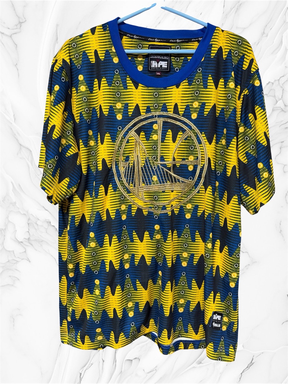 Two Hype Golden State Warriors Kente performance T-shirt embroidered team logo